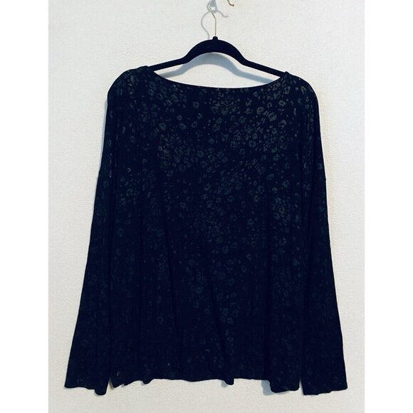 Chicos Top Womens XL Black Animal Print V Neck Long Sleeve Boho Whimsigoth - Picture 4 of 7
